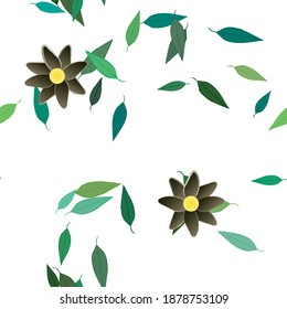 Seamless vector pattern with flowers and leafs