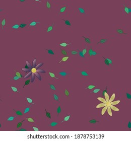 Seamless vector pattern with flowers and leafs