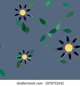 Seamless vector pattern with flowers and leafs