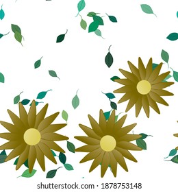 Seamless vector pattern with flowers and leafs