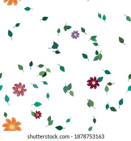 Seamless vector pattern with flowers and leafs