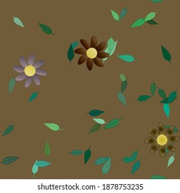 Seamless vector pattern with flowers and leafs