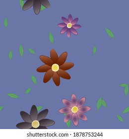 Seamless vector pattern with flowers and leafs