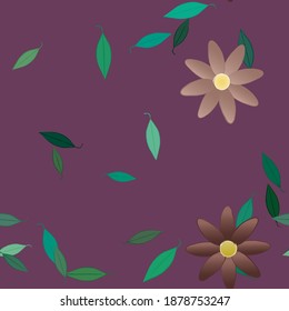 Seamless vector pattern with flowers and leafs