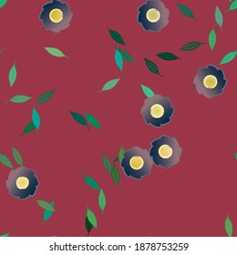 Seamless vector pattern with flowers and leafs