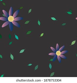 Seamless vector pattern with flowers and leafs