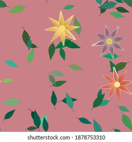 Seamless vector pattern with flowers and leafs