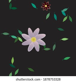 Seamless vector pattern with flowers and leafs