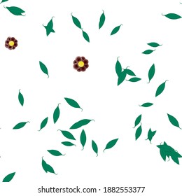 Seamless vector pattern with flowers and leafs