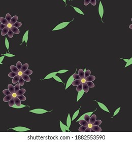 Seamless vector pattern with flowers and leafs