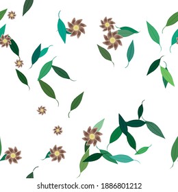 Seamless vector pattern with flowers and leafs