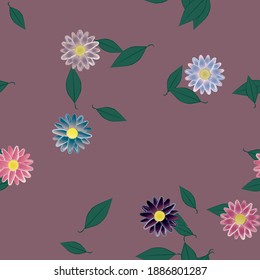 Seamless vector pattern with flowers and leafs