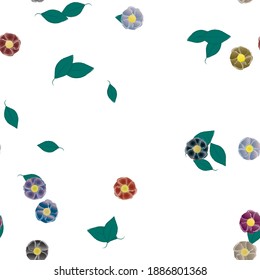 Seamless vector pattern with flowers and leafs