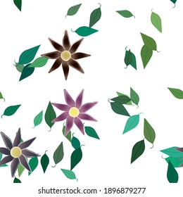Seamless vector pattern with flowers and leafs