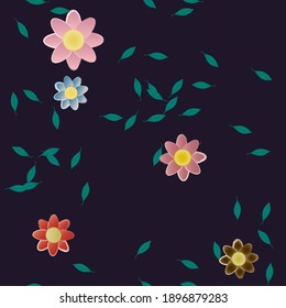 Seamless vector pattern with flowers and leafs