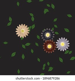 Seamless vector pattern with flowers and leafs