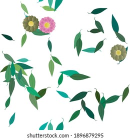 Seamless vector pattern with flowers and leafs