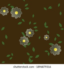Seamless vector pattern with flowers and leafs