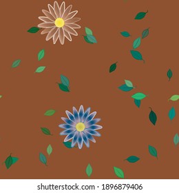 Seamless vector pattern with flowers and leafs