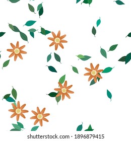 Seamless vector pattern with flowers and leafs