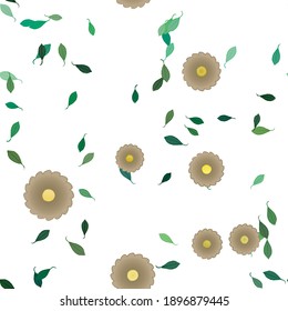 Seamless vector pattern with flowers and leafs