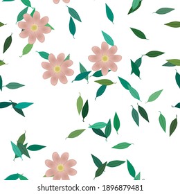 Seamless vector pattern with flowers and leafs