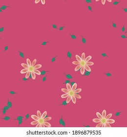 Seamless vector pattern with flowers and leafs