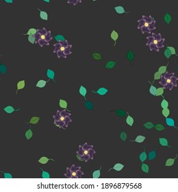 Seamless vector pattern with flowers and leafs