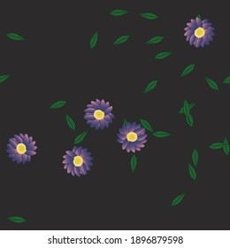 Seamless vector pattern with flowers and leafs