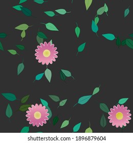 Seamless vector pattern with flowers and leafs