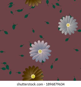 Seamless vector pattern with flowers and leafs