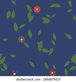 Seamless vector pattern with flowers and leafs