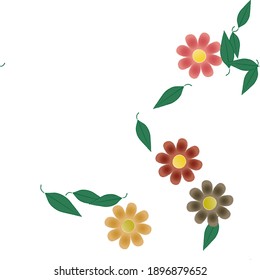 Seamless vector pattern with flowers and leafs