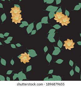 Seamless vector pattern with flowers and leafs