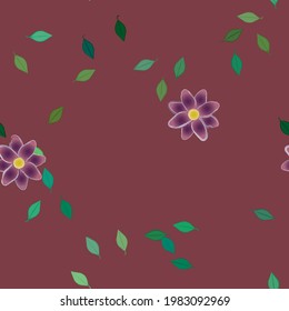 Seamless vector pattern with flowers and leafs