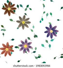 Seamless vector pattern with flowers and leafs