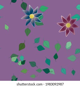 Seamless vector pattern with flowers and leafs