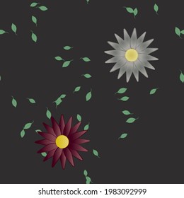Seamless vector pattern with flowers and leafs