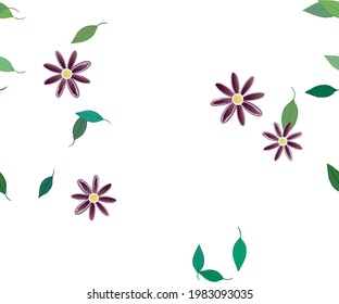 Seamless vector pattern with flowers and leafs