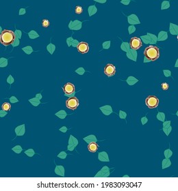 Seamless vector pattern with flowers and leafs
