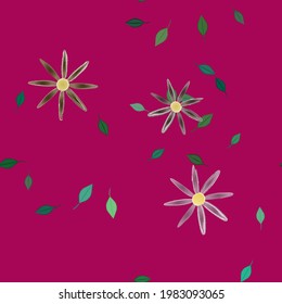 Seamless vector pattern with flowers and leafs