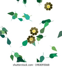 Seamless vector pattern with flowers and leafs