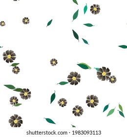 Seamless vector pattern with flowers and leafs