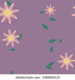 Seamless vector pattern with flowers and leafs