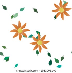 Seamless vector pattern with flowers and leafs