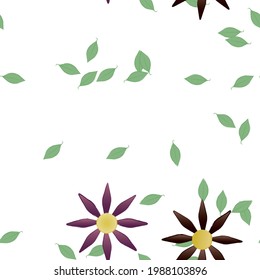 Seamless vector pattern with flowers and leafs