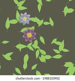 Seamless vector pattern with flowers and leafs