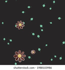 Seamless vector pattern with flowers and leafs