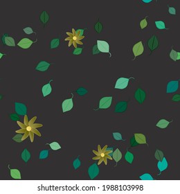 Seamless vector pattern with flowers and leafs