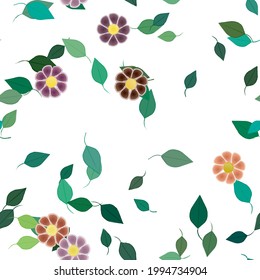Seamless vector pattern with flowers and leafs